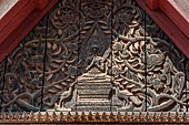 Vientiane, Laos - Wat Si Saket, detail of the gable of the gallery enclosing the sim. 